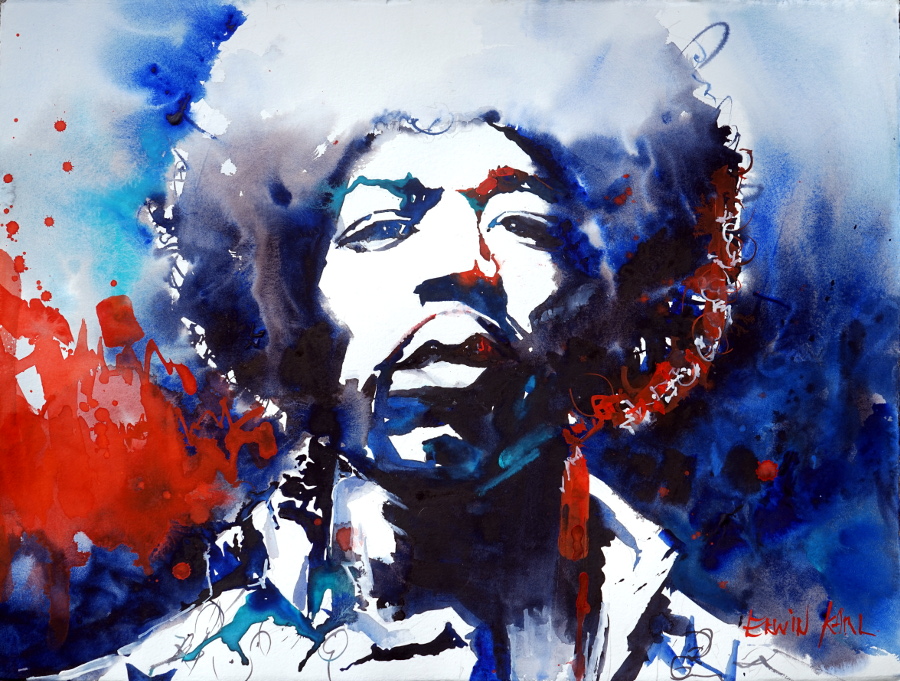 jimmy hendrix portrait faces watercolour aquarell kurs kunst salzburg